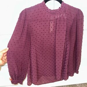 Chic Purple Sheer Dotted Blouse